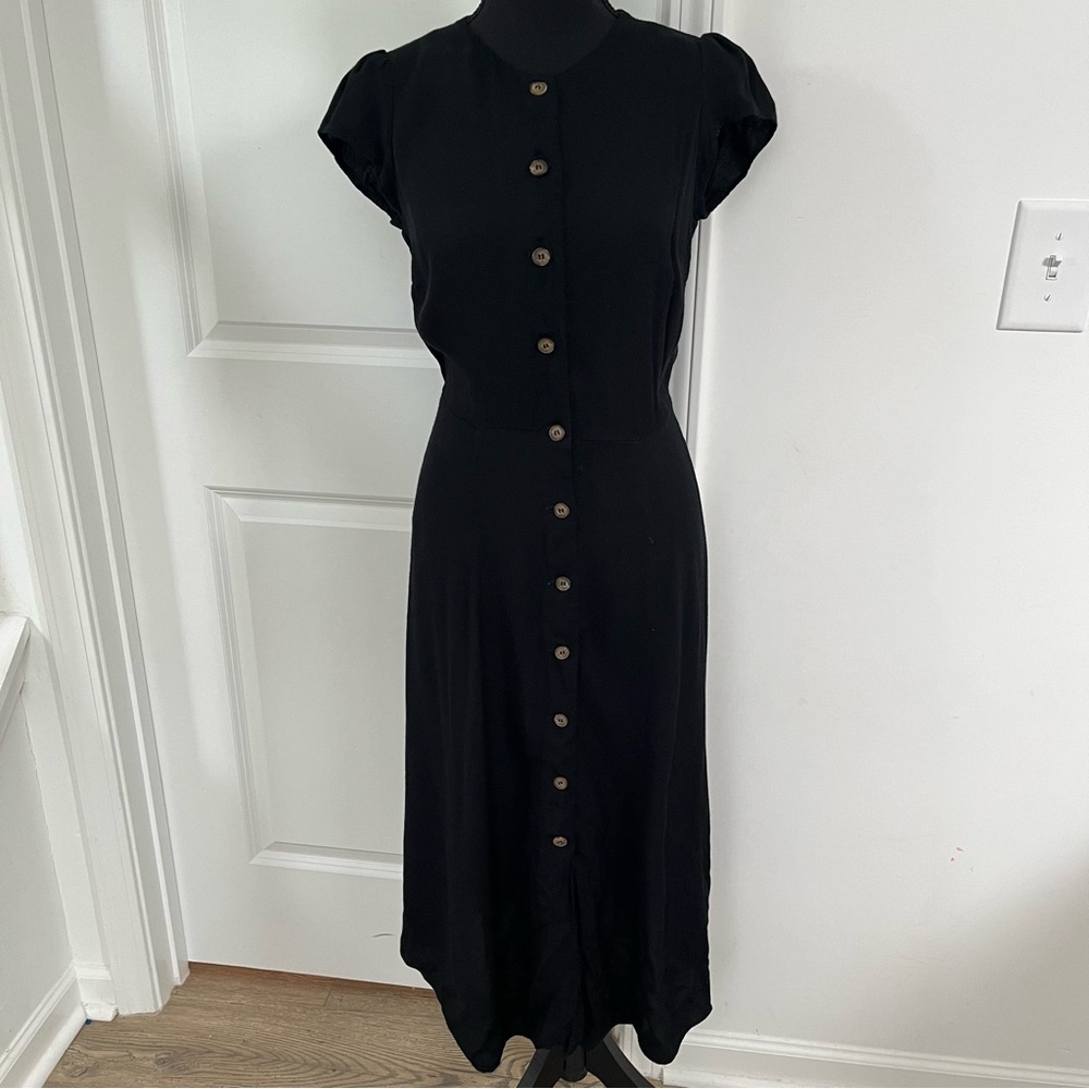 Reformation Fauna Dress Black - Size 8 Button Down - Picture 2 of 8